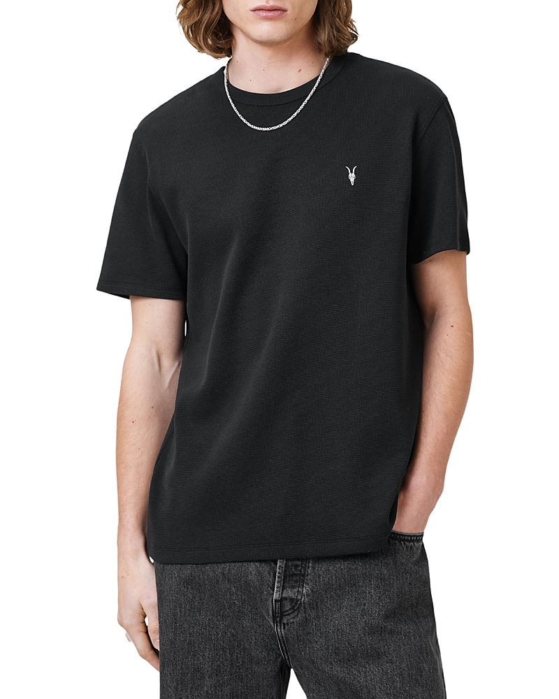 Allsaints Ellis Waffle Knit Cotton T-shirt In Jet Black