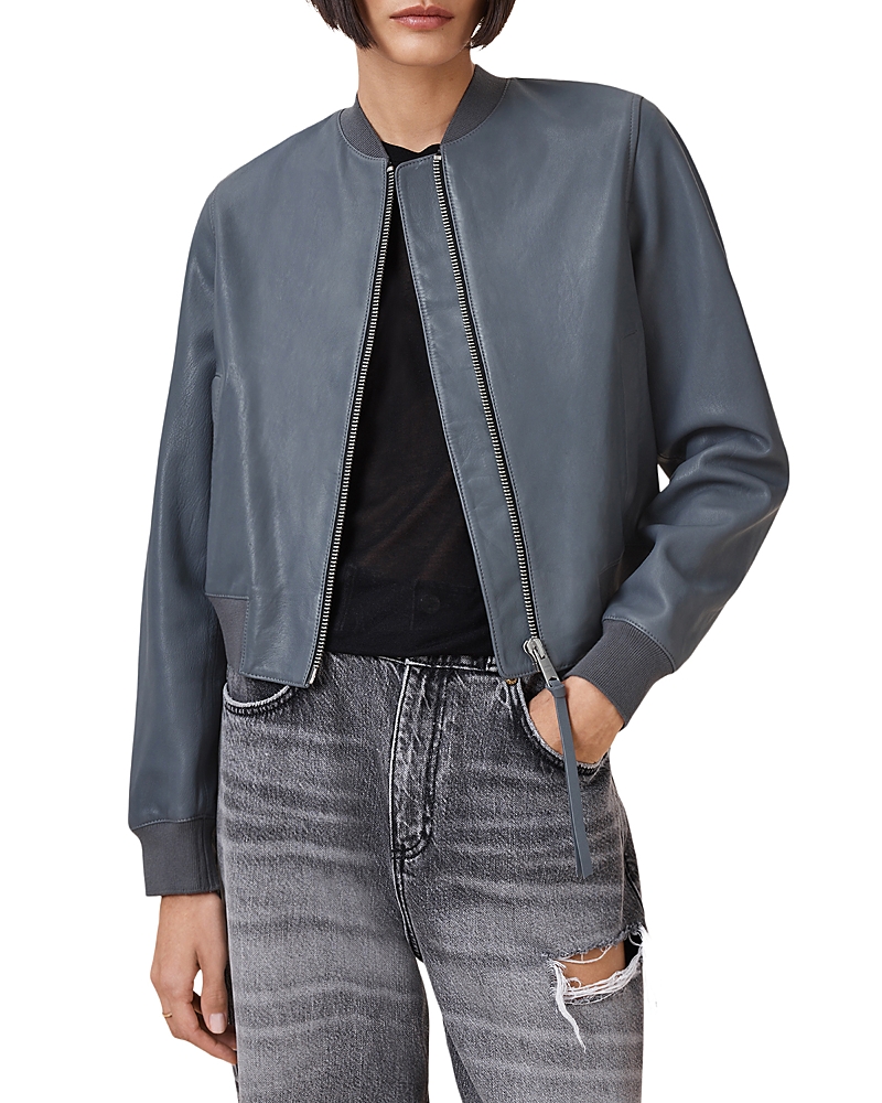 Allsaints Orten Leather Bomber Jacket In Turbulence