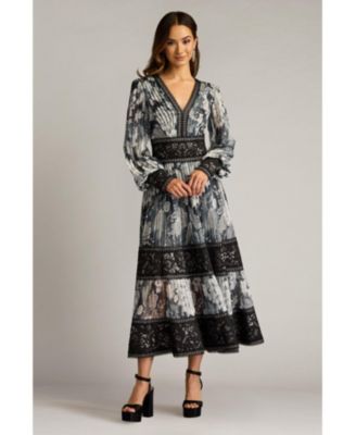 Derby Pleated Chiffon Midi Dress