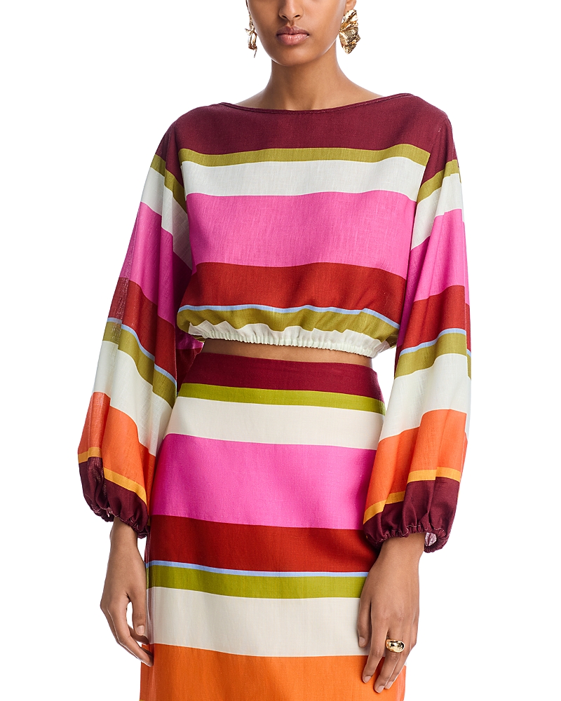 Cala De La Cruz Lori Linen Cropped Top - Exclusive In Bayadere