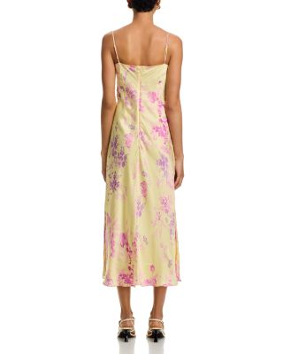 Elyria Oona Yellow Satin Maxi Dress