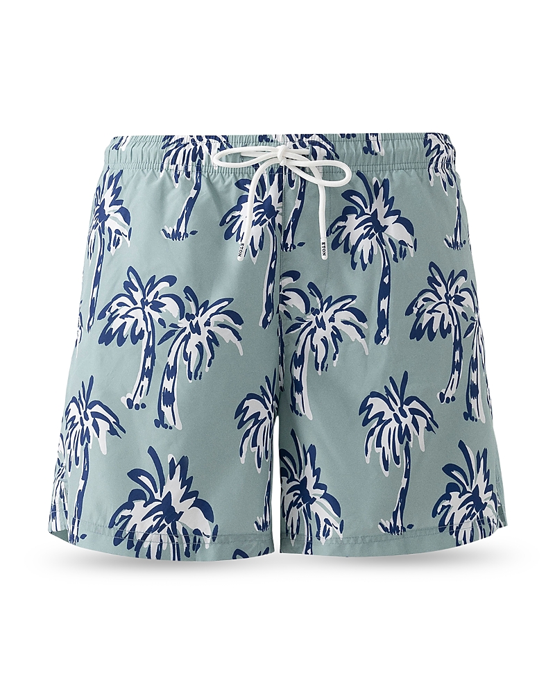 Eton Palm Tree Swim Shorts In Medium Green