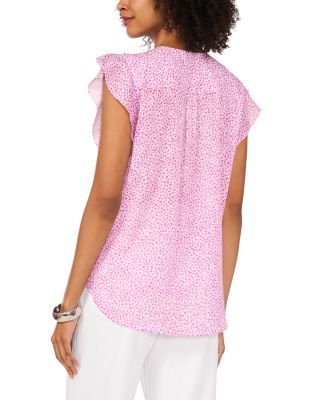 Ruffled Sleeve V Neck Top