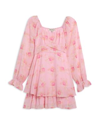 Charmed Hearts - Girls' Floral Layered Chiffon Dress - Big Kid