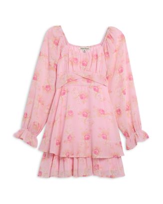 open lace back dress Girls' Watercolor Hearts 3/4 Sleeve Pocket Twirl Dress Size: 2T Toddler by Mila & Rose