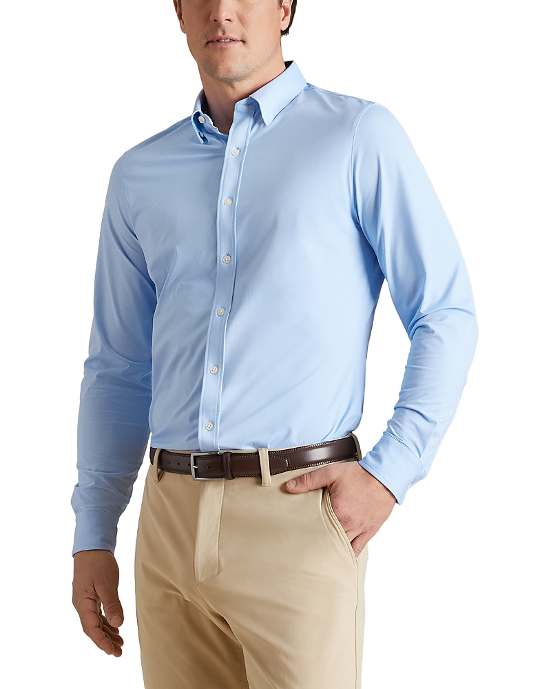 Rhone Commuter Slim Fit Performance Button-up Shirt In Blue Mini