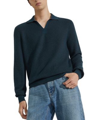 Zegna Textured Silk and Cashmere Polo Sweater