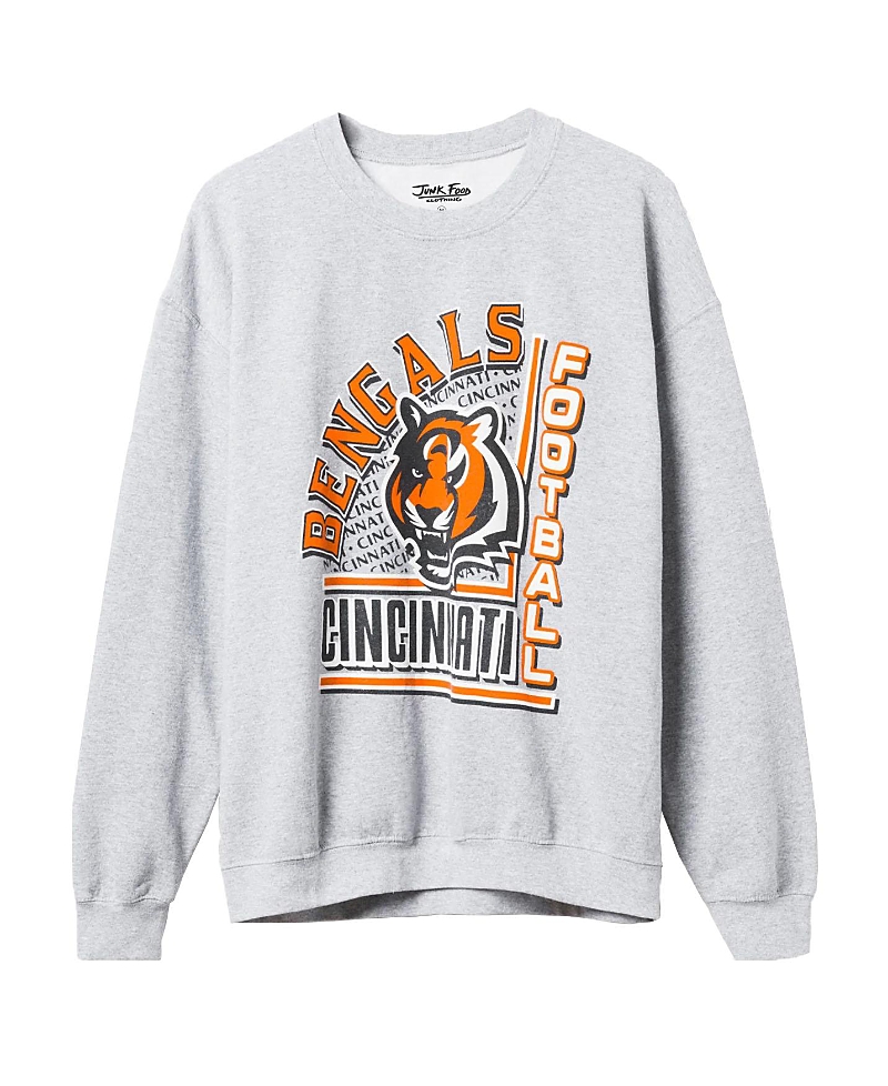 Junk Food Clothing Unisex Nfl Cincinnati Bengals Backfield Crew Fleece Sweatshirt In Heather Grey