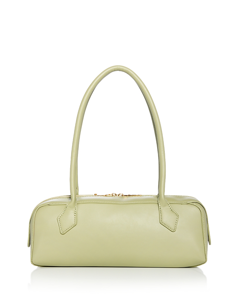 Aqua East West Medium Faux Leather Shoulder Bag - Exclusive In Pistachio