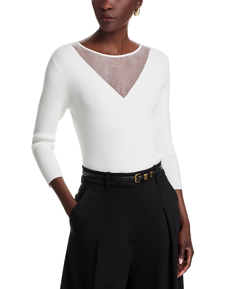 Shop Sioni Mesh Insert Crewneck Sweater