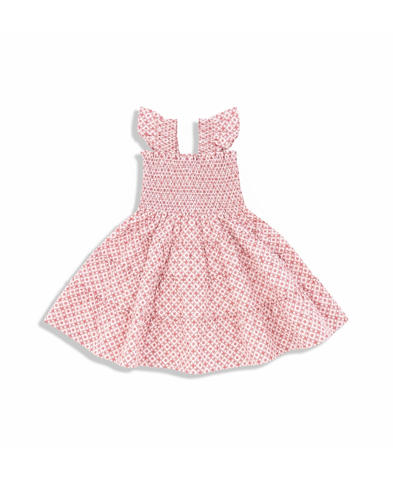Hill House Home Girls' The Tiny Ellie Nap Dress - Baby, Little Kid, Big Kid In Rose Circular Lattice