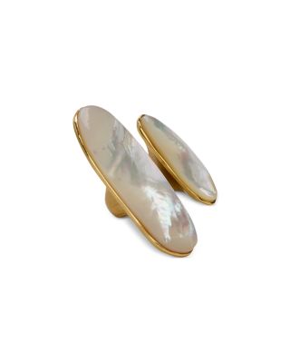 Ami Mother Of Pearl Inlay Ring in Gold Tone