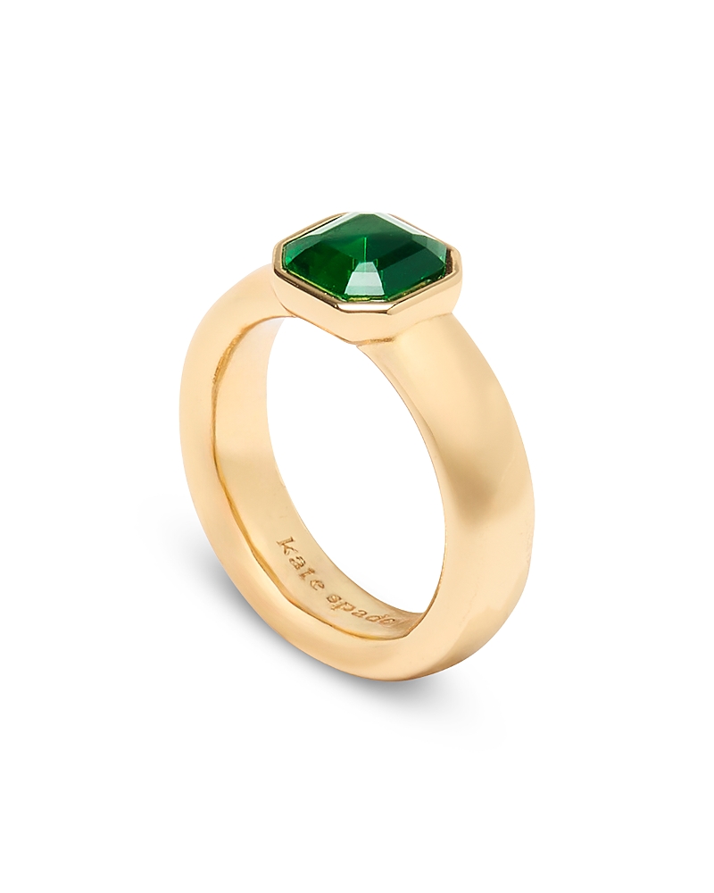 Kate Spade New York Keep Sparkling Green Cubic Zirconia Ring In Gold Tone In Green/gold
