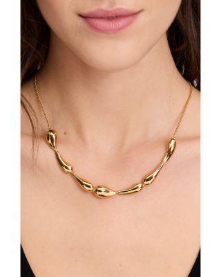 Molten Statement Necklace in Gold Tone, 16"-19"