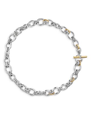 David Yurman - Mercer Chain Necklace in Sterling Silver with 18K Yellow Gold and Diamonds, 8mm