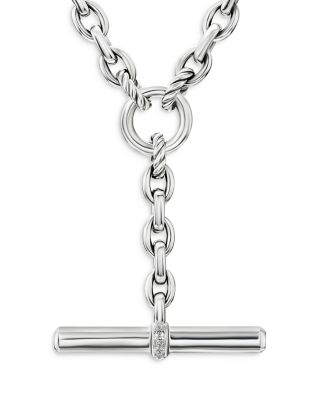 Mercer Petite Toggle Chain Necklace in Sterling Silver with Diamonds, 4.5mm