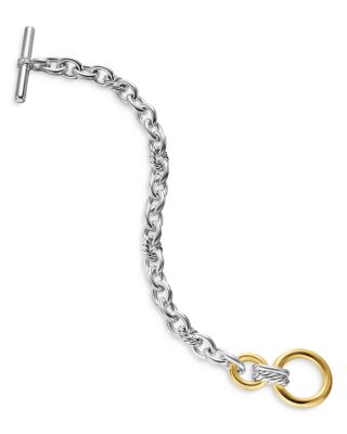 DY Mercer Toggle Chain Bracelet in Sterling Silver with 18K Yellow Gold and Diamonds, 12.7mm
