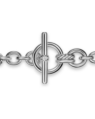 DY Mercer Toggle Chain Bracelet in Sterling Silver with Diamonds, 12.7mm
