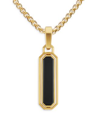 Men's Streamline Inlay Amulet in 18K Yellow Gold with Black Onyx and Black Diamonds, 30.7mm