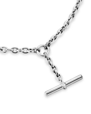 Mercer Petite Toggle Chain Necklace in Sterling Silver with Diamonds, 4.5mm