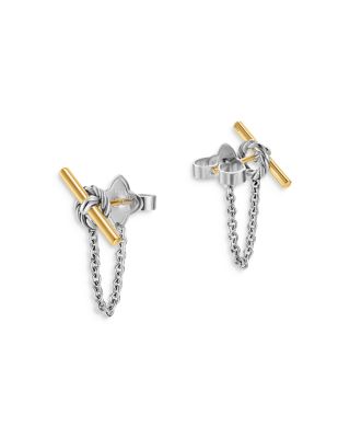 DY Mercer Petite Toggle Stud Earrings in Sterling Silver with 18K Yellow Gold, 38.2mm  