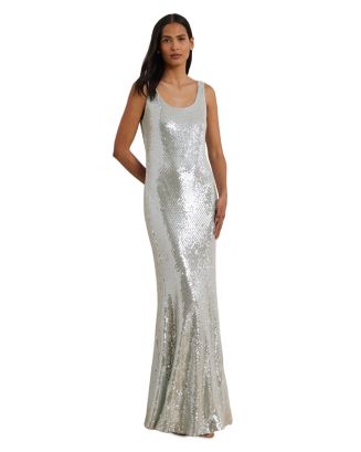 Ralph Lauren Women's Sleeveless Satin Evening Gown Green Size 18