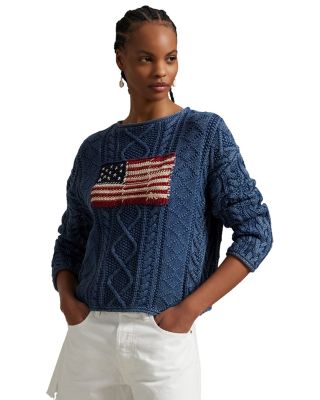 Ralph Lauren - Flag Aran Knit Cotton Sweater
