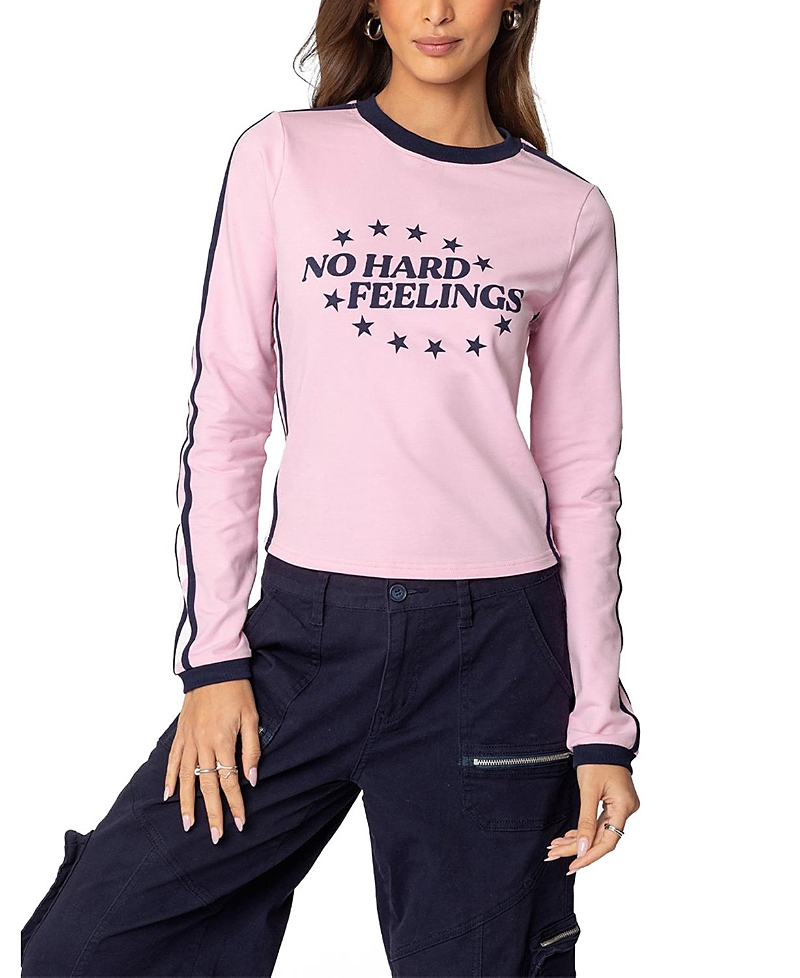 EDIKTED NO HARD FEELINGS LONG SLEEVE T-SHIRT