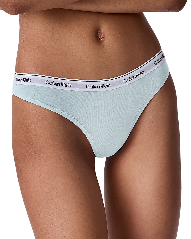 Calvin Klein Modern Logo Thong In Sterling Blue