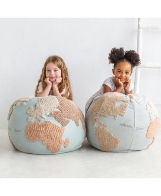 World Map Pouf - 1' 8" x 1' 8" x 1' 6 "