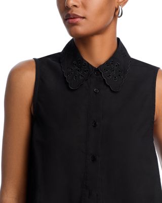 Eyelet Trim Sleeveless Shirt - Exclusive