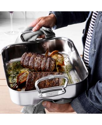 Provisions 14.5-Inch Clad Stainless Steel Roaster with Rack, Small