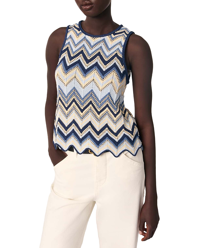 Shop Maje Crochet Knit Top In Blue