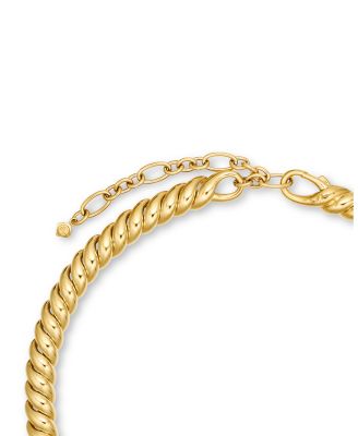 18K Yellow Gold Sculpted Cable Collar Necklace, 14.5-16"