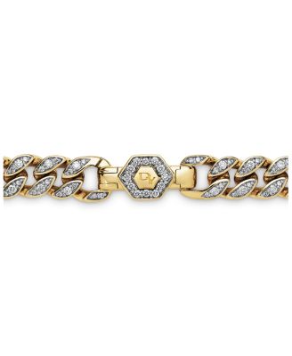 Curb Chain Necklace in 18K Yellow Gold with Pav&eacute; Diamonds, 17"