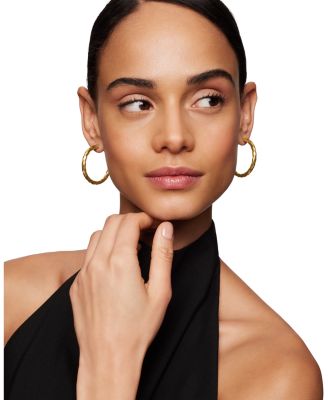 Cable Edge Hoop Earrings in Recycled 18K Yellow Gold