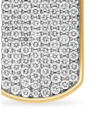 Men's Rhodium-Plated & 18K Yellow Gold Chevron Diamond Tag Pendant 