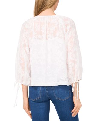 Floral Lace Puff Sleeve Blouse