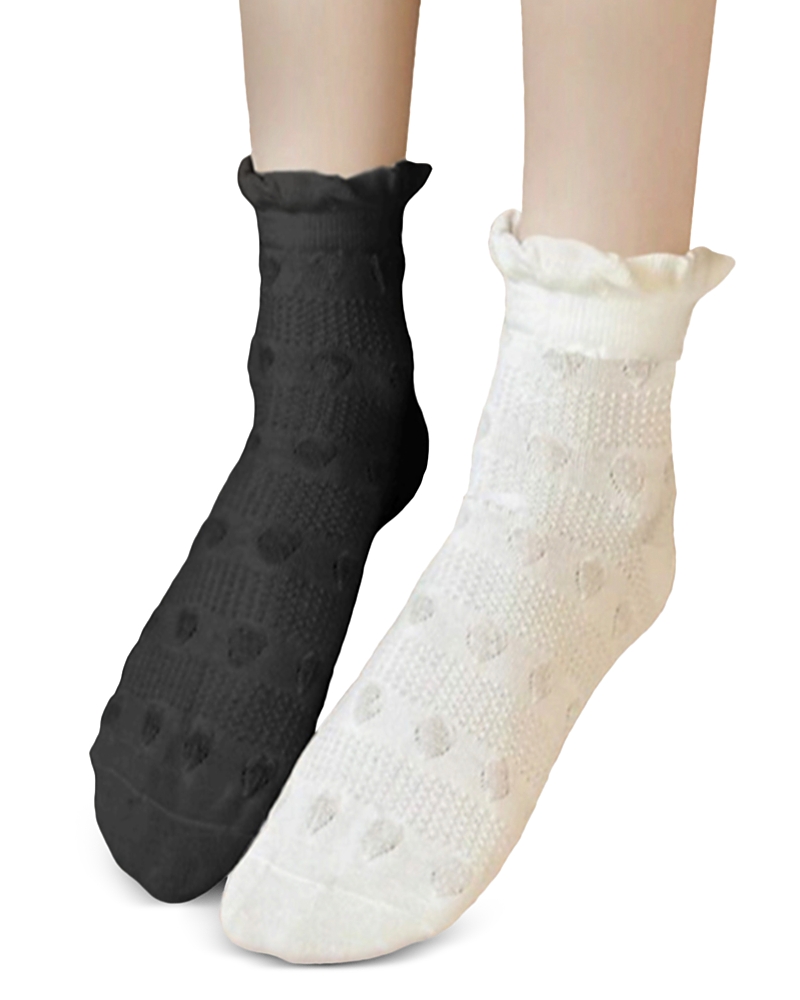 Stems 2-pack Textured Dot Crew Socks In Black Ivory