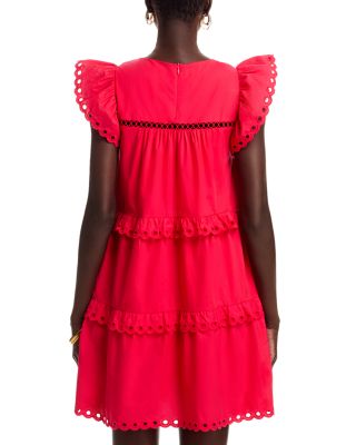Eyelet Trim Mini Shift Dress