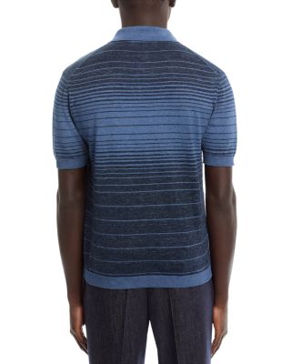 Striped Johnny Collar Knit Polo