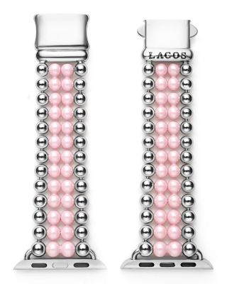 Stainless Steel & Pink Ceramic Smart Caviar Watch Band for Apple Watch&reg;