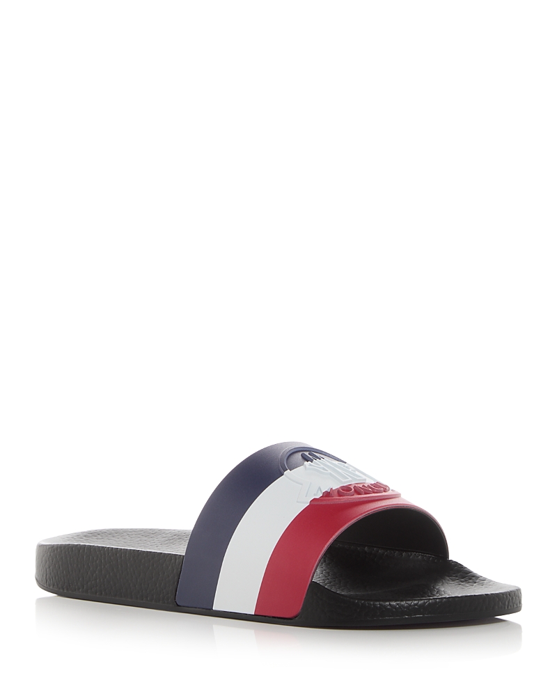 Moncler Basile Black Rubber Sliders In White
