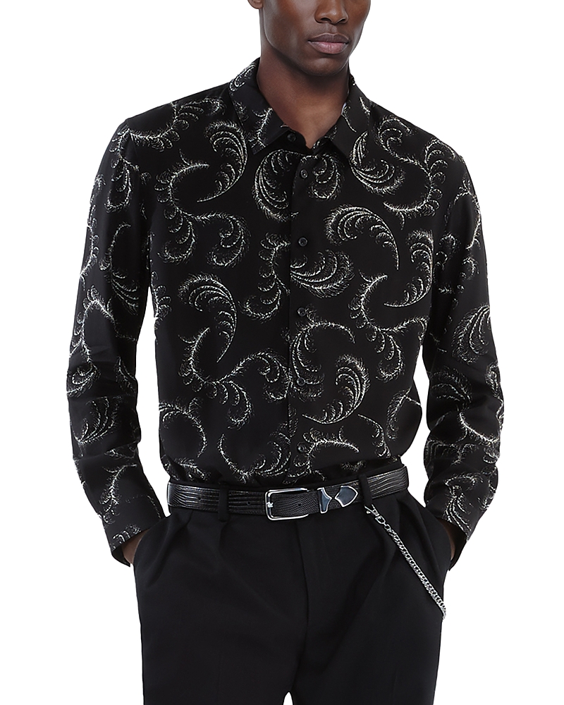 The Kooples Printed Long Sleeve Button Front Shirt