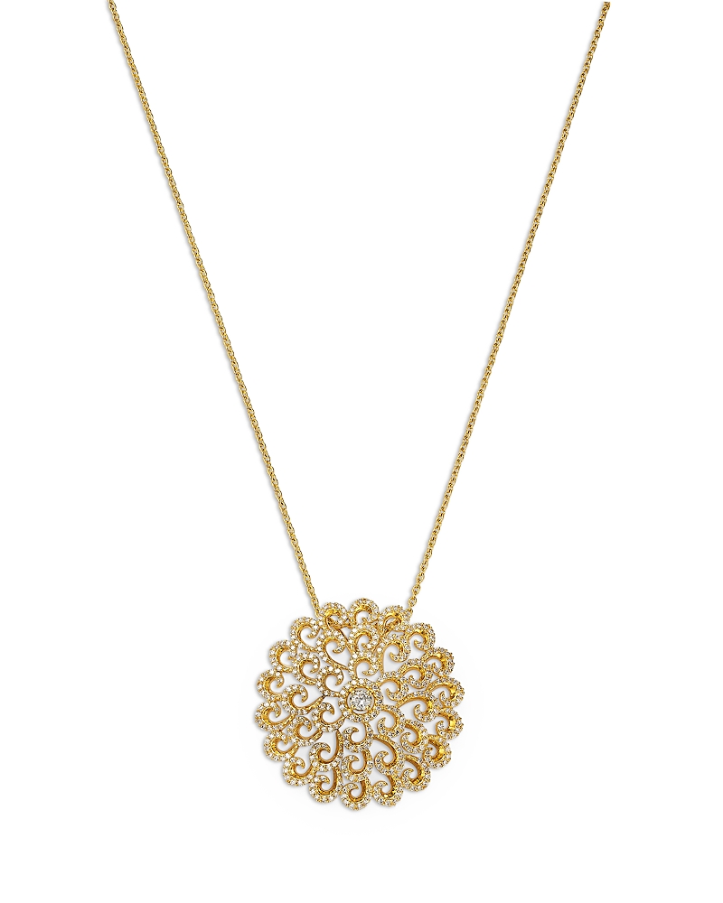 Bloomingdale's Fine Collection Diamond Filigree Medallion Pendant Necklace In 14k Yellow Gold, 1.0 Ct. T. W. In Gold