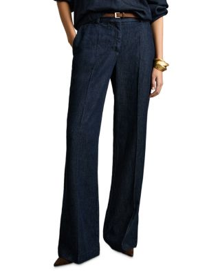 REISS - Petite Reed Denim Look Wide Leg Pants