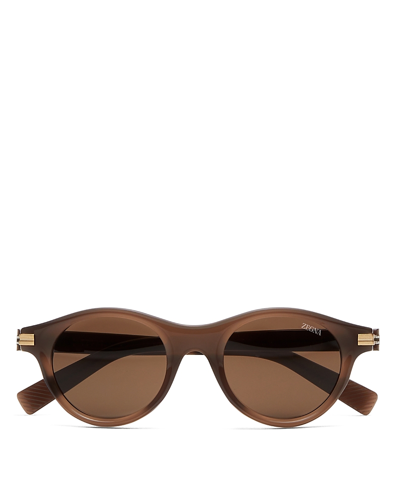 Zegna Round-frame Sunglasses In Dark Brown