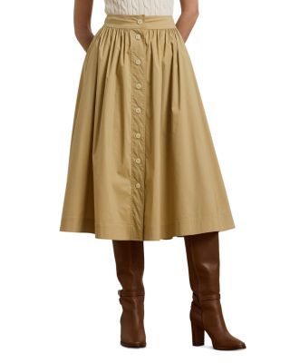 Ralph Lauren - Button Front Cotton Blend Skirt