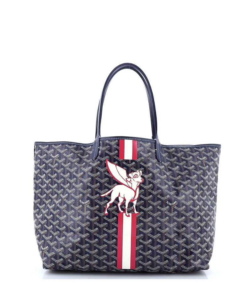 Pre-owned Pre-owned Goyard Goyard Pm Saint Louis Tote Printed Coated Canvas In Blue/ Brown