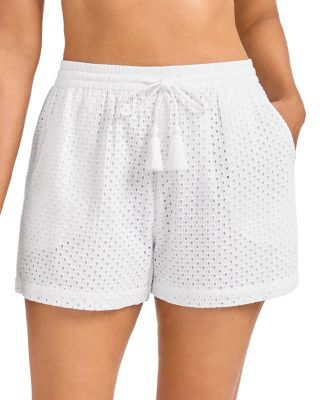 Eyelet Swim Cover-Up Shorts